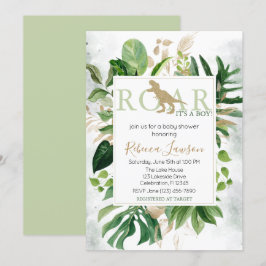Elegant Dinosaur Boy Baby Shower Inbjudningar