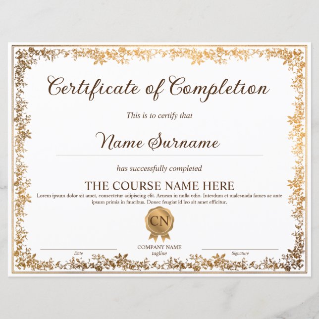 Elegant Diploma Certificate of Complete Award (Framsida)
