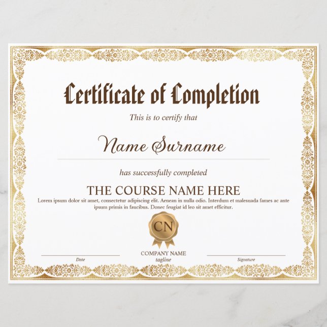 Elegant diplomacertifikat för avslutad utbildning (Framsida)