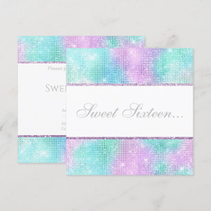 ELEGANT DISCO AQUA GLITTER SVEET 16 INBJUDANDEN INBJUDNINGAR