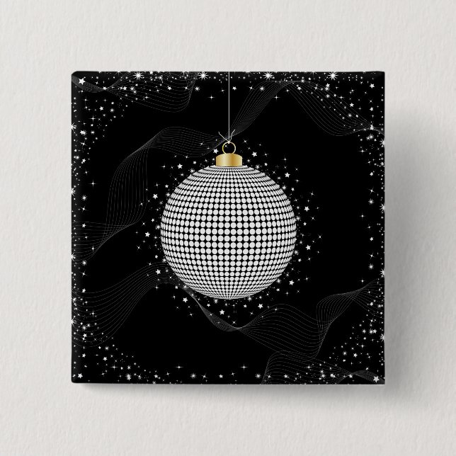 Elegant Disco Ball Christmas Ornament Knapp (Framsida)