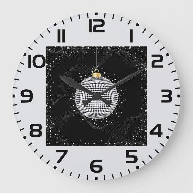 Elegant Disco Ball Christmas Ornament Stor Klocka (Framsida)
