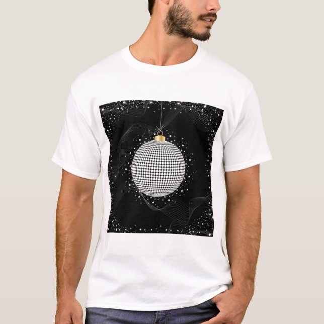 Elegant Disco Ball Christmas Ornament T Shirt (Framsida)