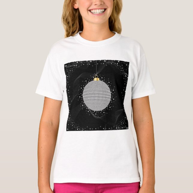 Elegant Disco Ball Christmas Ornament T Shirt (Framsida)