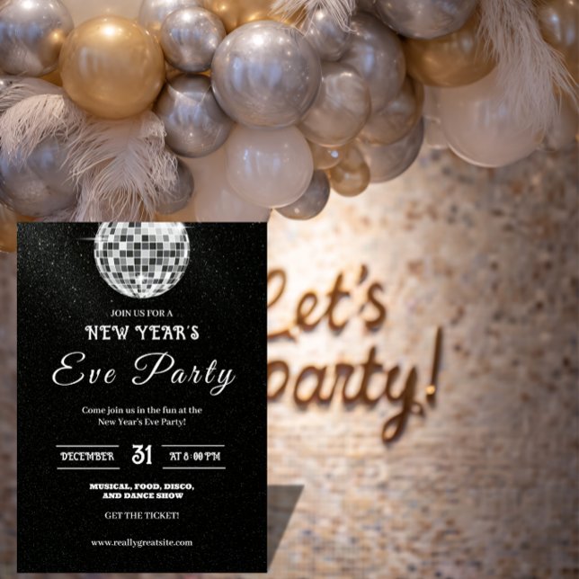 Elegant Disco Ball New Year’s Eve Party Invitation Inbjudningar (Skapare uppladdad)