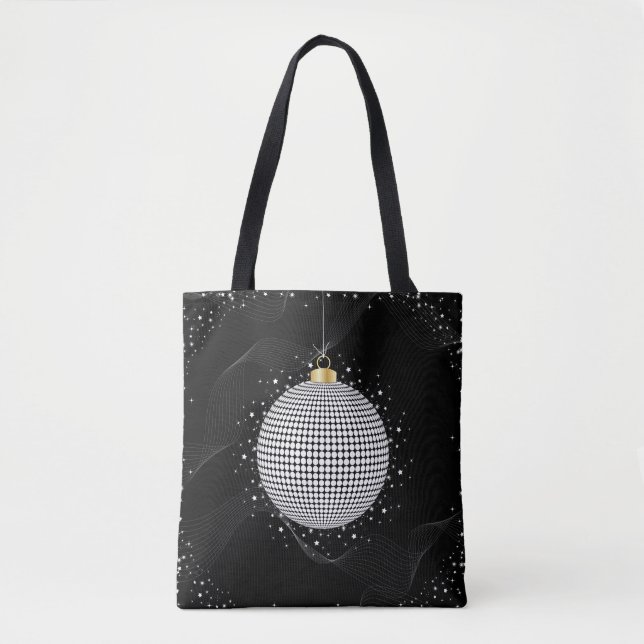 Elegant Disco Boll Jul Ornament Tygkasse (Framsida)