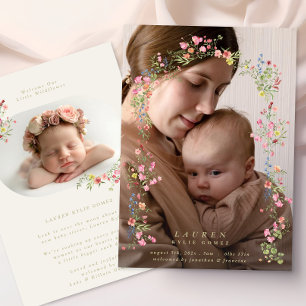 elegant diskret blomsterbåge vår fotobarn meddelande