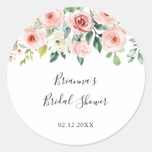 Elegant diskret höstblomma bröllopsduschpresent runt klistermärke