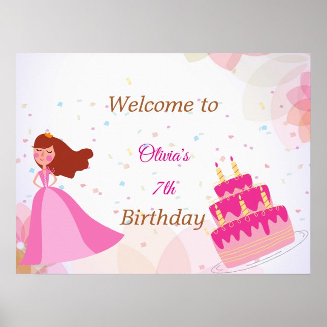Elegant Disney princess birthday welcome sign Poster (Framsidan)