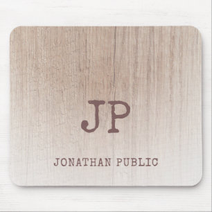 Elegant Distress Monogram Wood-sökmall Musmatta
