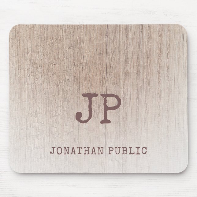 Elegant Distress Monogram Wood-sökmall Musmatta (Framsidan)