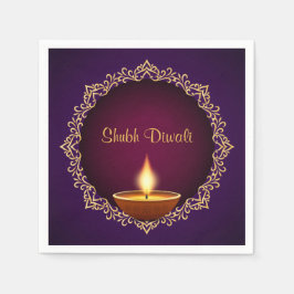 Elegant Diwali Diyas Lila Pappersservett