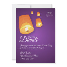 Elegant Diwali-hälsningskort med himmelslyktor