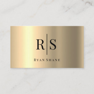 Elegant DIY Black Monogram & Namn, Gult Guld Visitkort