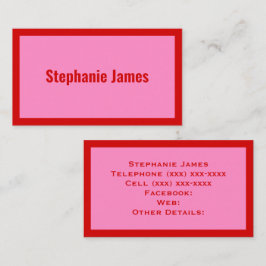 Elegant DIY Färg Rosa #3 Red Visitkort