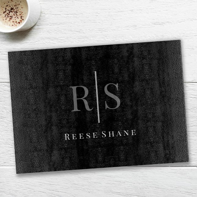 Elegant DIY Grå Monogram & Vit Namn, Svart (Skapare uppladdad)
