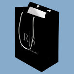 Elegant DIY Grey Monogram & White Name, Black<br><div class="desc">Personalize this elegant design with grey monogram and white name on black background. Click “Customize” to change colors and type styles.</div>