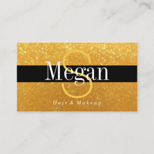 Elegant DIY Monogram Namn Guld Glitter,, Blk Rand Visitkort