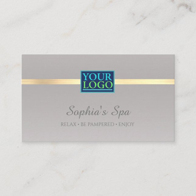 Elegant DIY Your Logotyp Business Namn Silver & Gu Visitkort (Framsida)