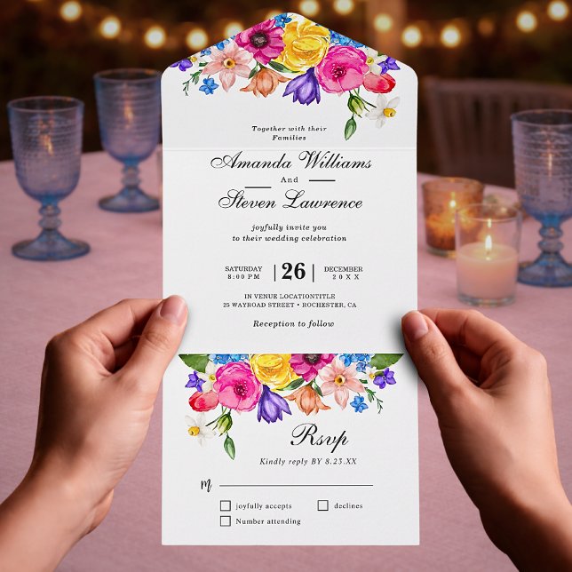 Elegant Djärv Färgrik Akvarell Blommig (Skapare uppladdad)