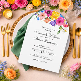 Elegant Djärv Färgrik Akvarell Blommig Inbjudningar