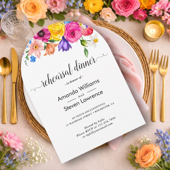 Elegant Djärv Färgrik Blommig repetition middag Inbjudningar (Skapare uppladdad)