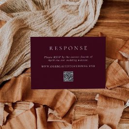 Elegant Djup Burgunderfärg QR-kod Klassisk Bröllop OSA Kort