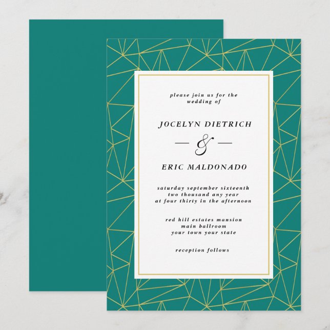 Elegant djup cyan Modern Avslappnad bröllop-inbjud Inbjudningar (Fram/baksida)