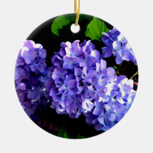 Elegant Djup lila blommigt Blommor hydrangea Julgransprydnad Keramik