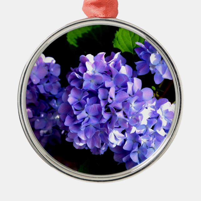 Elegant Djup lila blommigt Blommor hydrangea Julgransprydnad Metall (Framsidan)