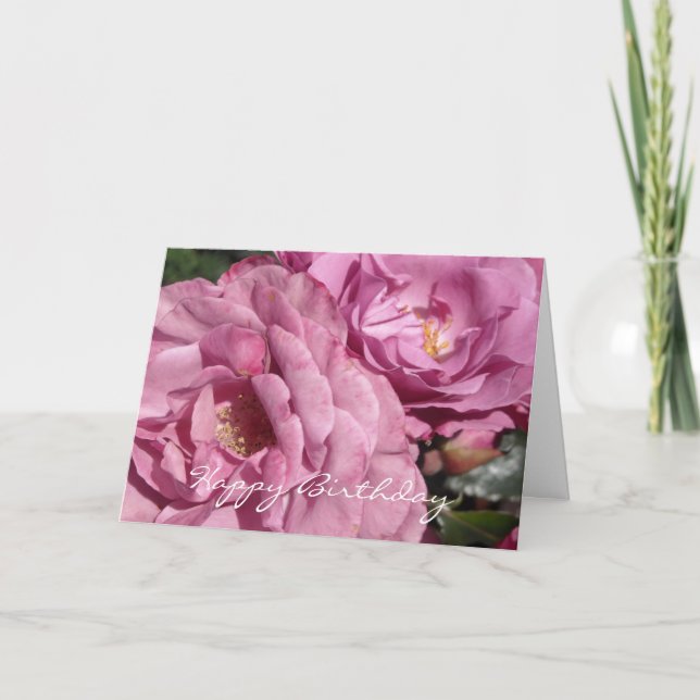 Elegant Djup Rosa Ros Födelsedag Kort (Framsida)