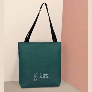Elegant djup teal personlig signaturskrift tygkasse