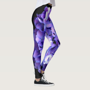Elegant Djupa lila blommigtar periwinkle hydrangea Leggings