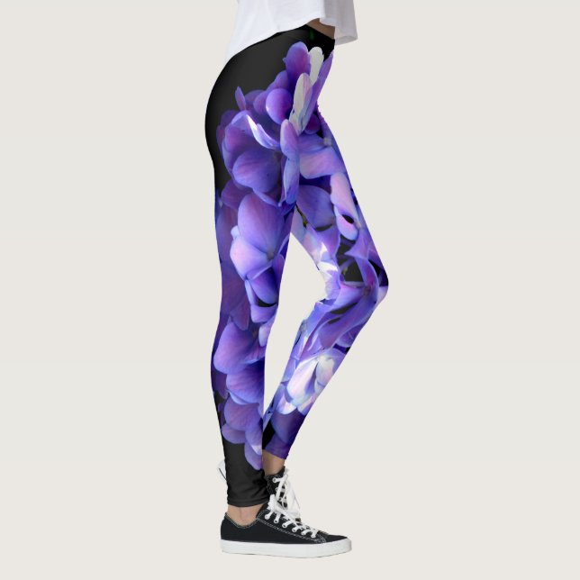 Elegant Djupa lila blommigtar periwinkle hydrangea Leggings (Höger)