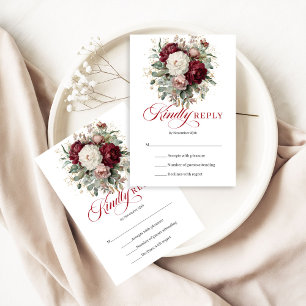 Elegant djupröd burgunder Bröllop RSVP-kort OSA Kort