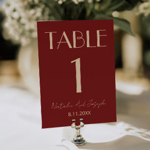 Elegant djupröd krämfärgad fin wedding bordskortnu inbjudningar