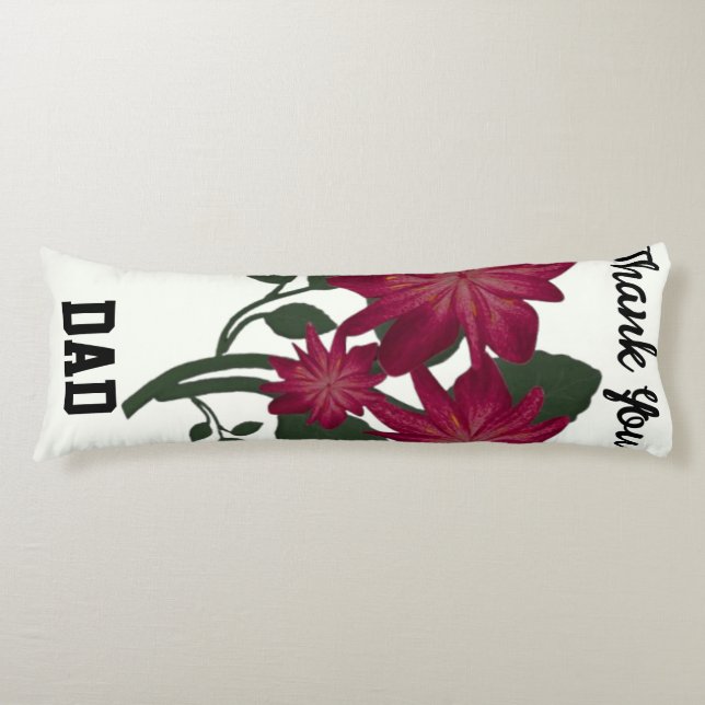 Elegant djuprosa blomillustration botanisk  kroppskudde (Framsidan)