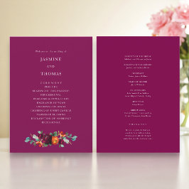 Elegant djuprosa blomsterbröllopsprogram program