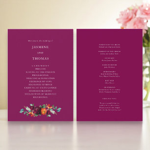Elegant djuprosa blomsterbröllopsprogram program