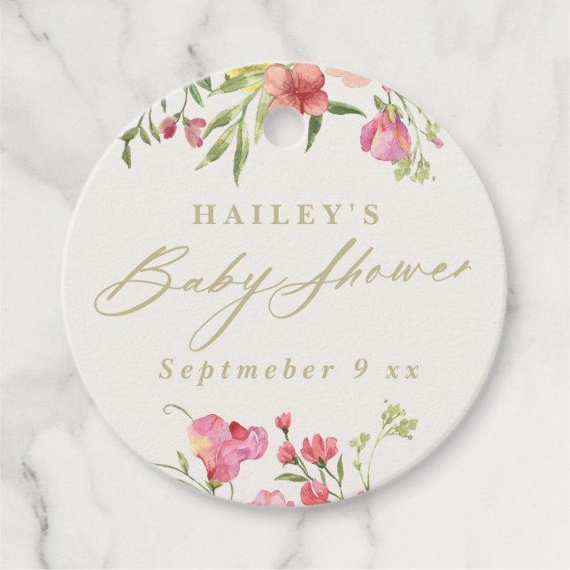 elegant Djuren blommigt vår bröllop babystövel Gåvor Etiketter (Framsida)