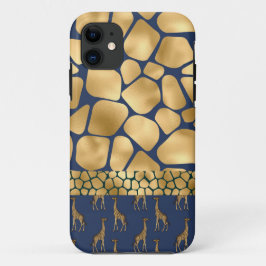 Elegant Djurutskrift Giraffe Guld Blue Glam