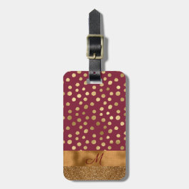 Elegant Djurutskrift Glitter Monogram Burgundy Bagagebricka