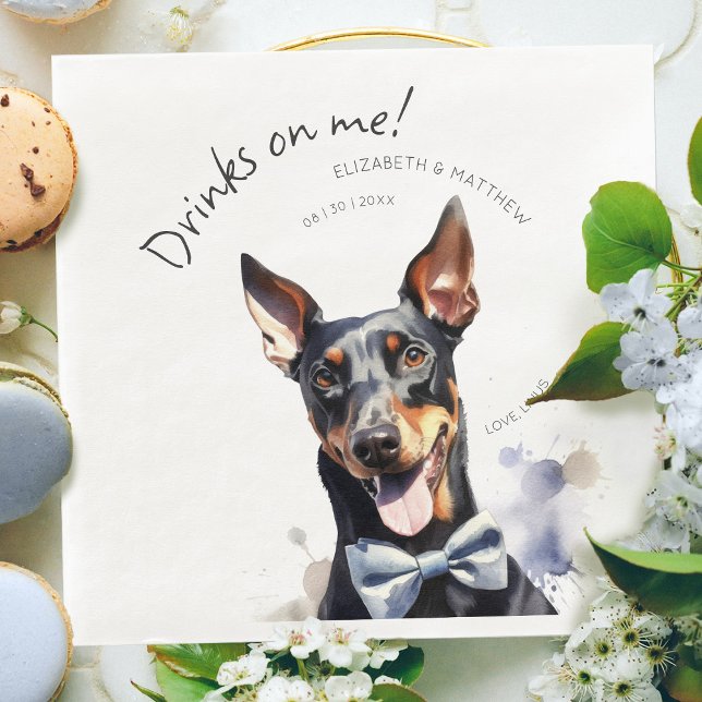 Elegant Doberman Servitör Akvarell Anpassningsbar Pappersservett (Skapare uppladdad)