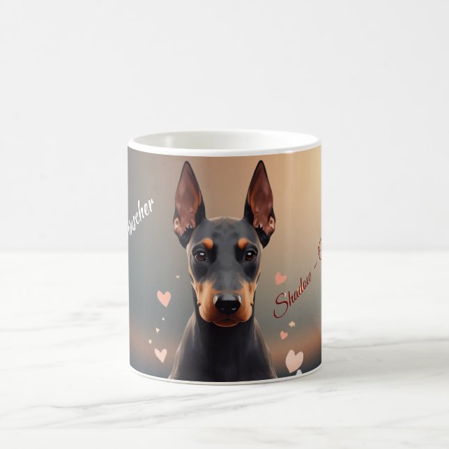 Elegant Dobermann Pinscher Siluett Mugg – Persona (Center)
