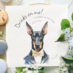 Elegant Dobermann Servitör Akvarell Anpassningsbar Pappersservett