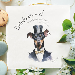 Elegant Dobermann Servitör Akvarell Anpassningsbar Pappersservett