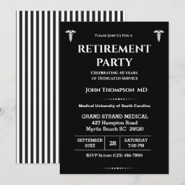 Elegant Doktor Pension Party Svarta havet och vitt Inbjudningar
