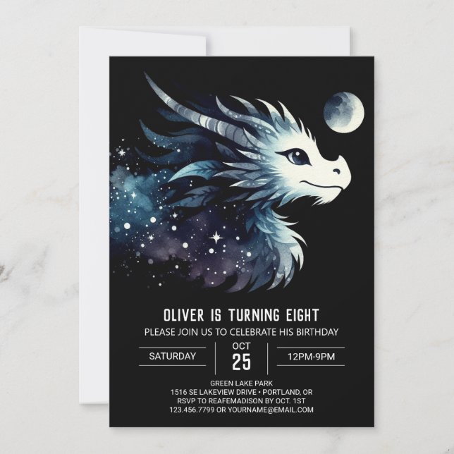 Elegant Dold Dragon Birthday Inbjudningar (Framsida)