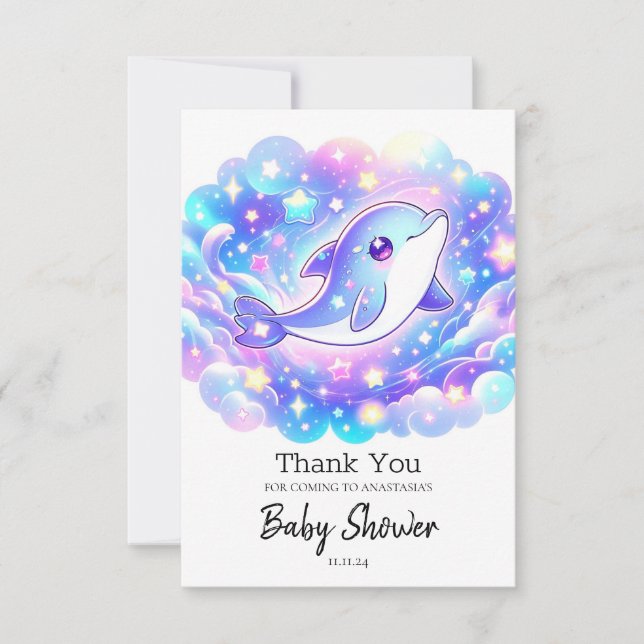 Elegant Dolphin Baby Shower Tack Kort (Framsida)