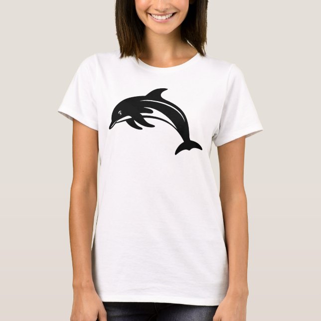 Elegant Dolphin Silhouette Ocean-Inspired T Shirt (Framsida)